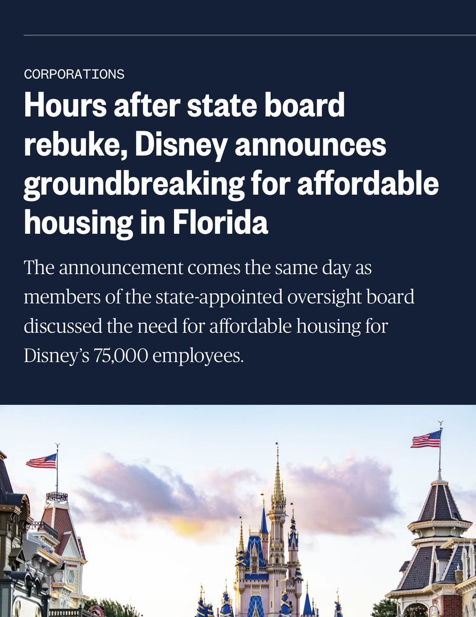 leahfrombklyn's tweet photo. Disney, which has 75,000 employees, will be building affordable housing in Florida.

This comes after a lengthy battle which included employees demanding the state enact rent stabilization. One said she’d been a Disney housekeeper for 27 years and still couldn’t afford rent. https://t.co/fmhG8bzcCO