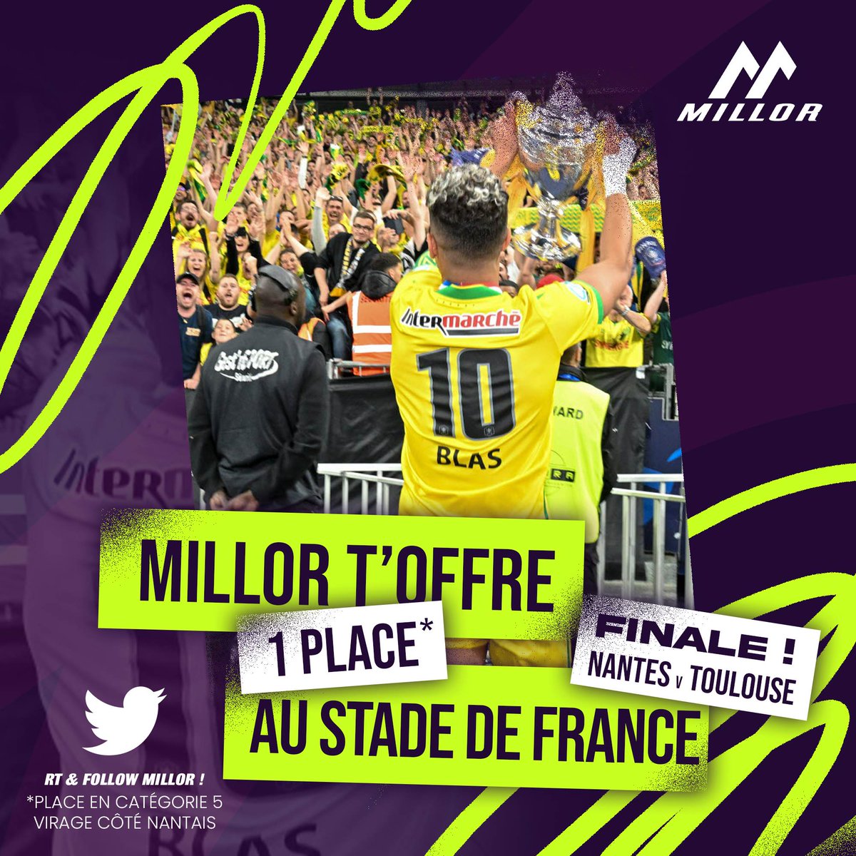 millorsport's tweet image. 🎁 JEU-CONCOURS ! 🎁

Pour la finale de Coupe de France, Millor t'offre une place (catégorie 5 côté nantais) au Stade de France pour aller supporter le Naoned FC🔰

Pour participer :
1⃣ FOLLOW @millorsport
2⃣ RT CE TWEET

(Résultat le 26/4)