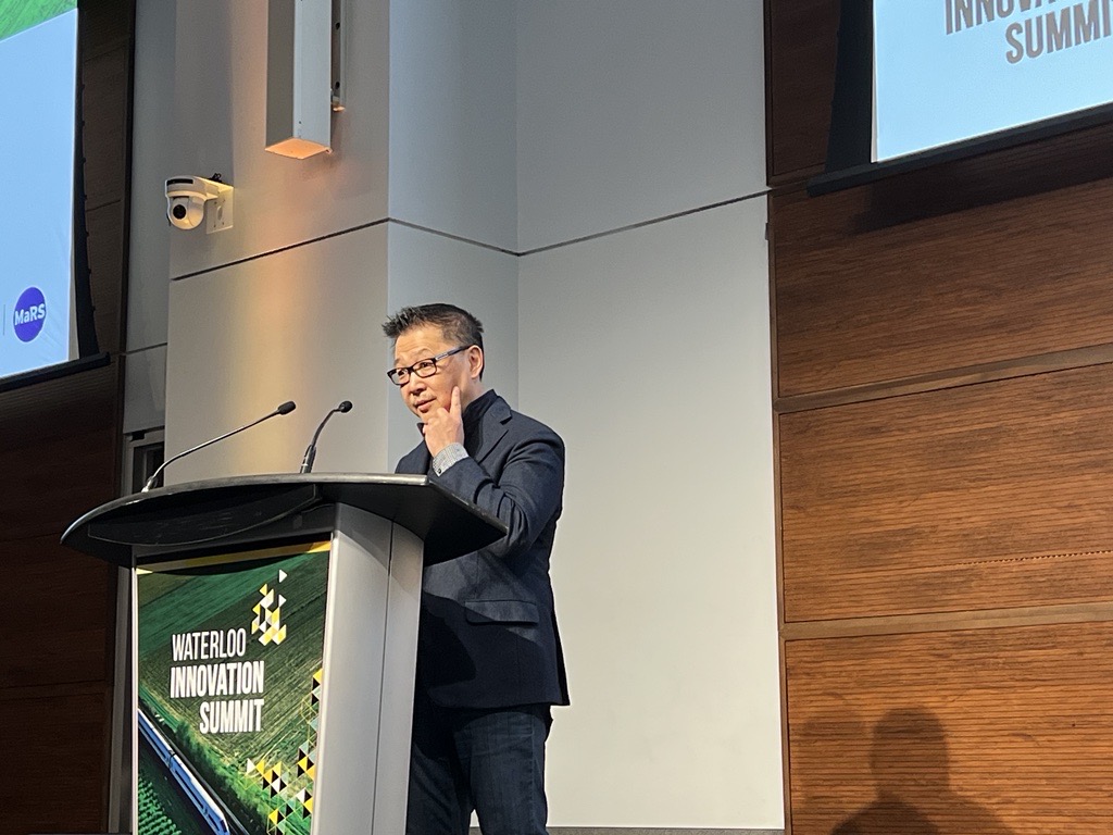 UWaterloo's tweet photo. "There is no pathway to net zero without innovation", @MaRSDD CEO, Yung Wu (@YungWu) reflects on the future of sustainability. | #UWaterlooSummit https://t.co/1eoRy2fBjc