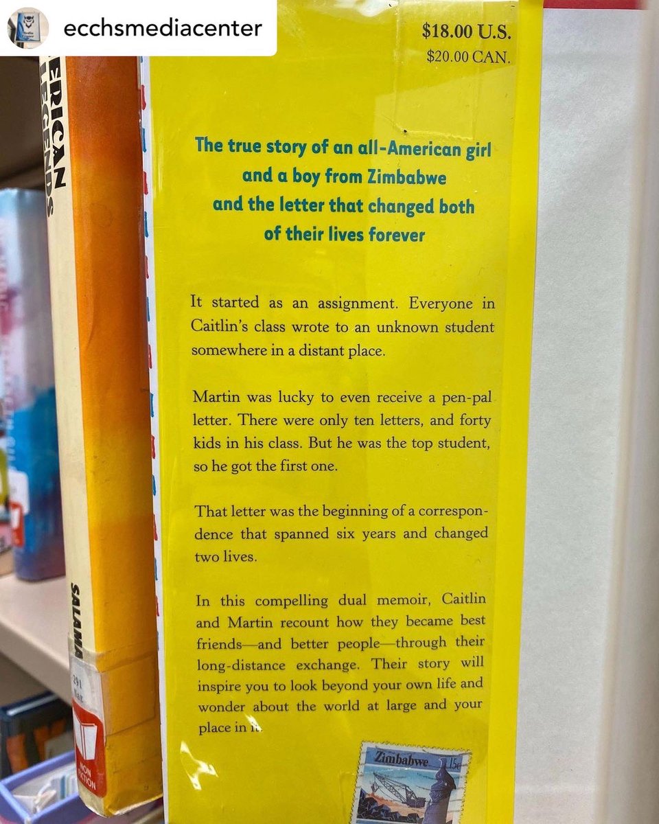 It’s finally Friday, Blue Devils! Today’s #FirstPageFriday feature is #nonfiction book I Will Always Write Back by <a href="/CAlifirenka/">Caitlin Alifirenka</a> and @MartinGanda. Swipe for the first page and then come check it out in the Media Center! #IWillAlwaysWriteBack #ReadABook