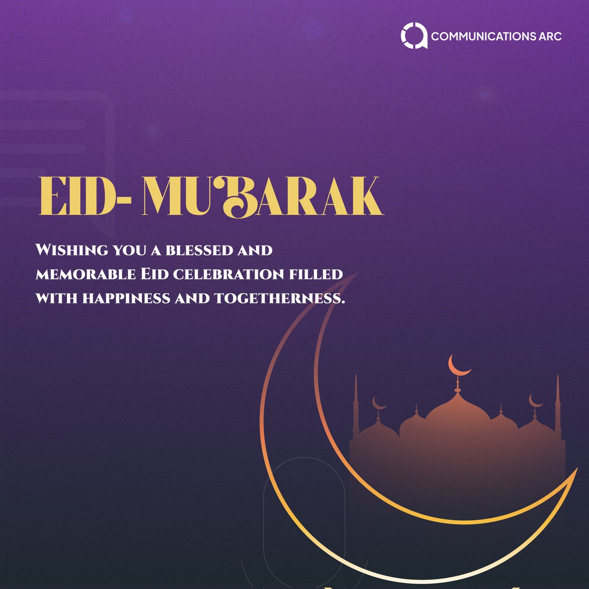 CommsArc's tweet photo. May the blessings of this season be with you.

Eid Mubarak 🌙

#EidMubarak https://t.co/fBh0IJZGrG