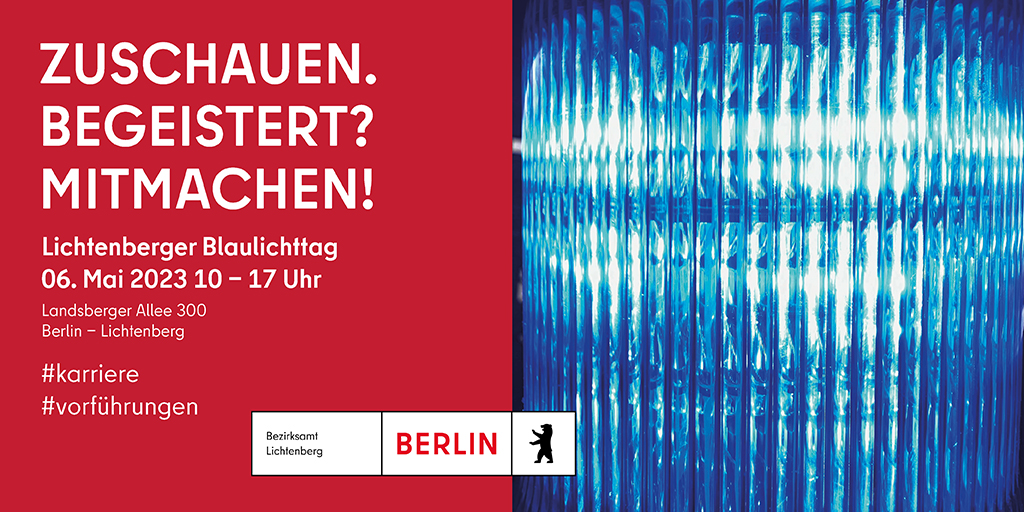 Am 6. Mai 2023 beteiligen wir uns gerne am Lichtenberger Blaulichttag. Überlegt ihr vielleicht, in der Notfallseelsorge mitzuarbeiten? Dann sehen wir uns bestimmt. Wir freuen uns. #einsatzNFS #blaulichttag #lichtenberg

berlin.de/ba-lichtenberg…