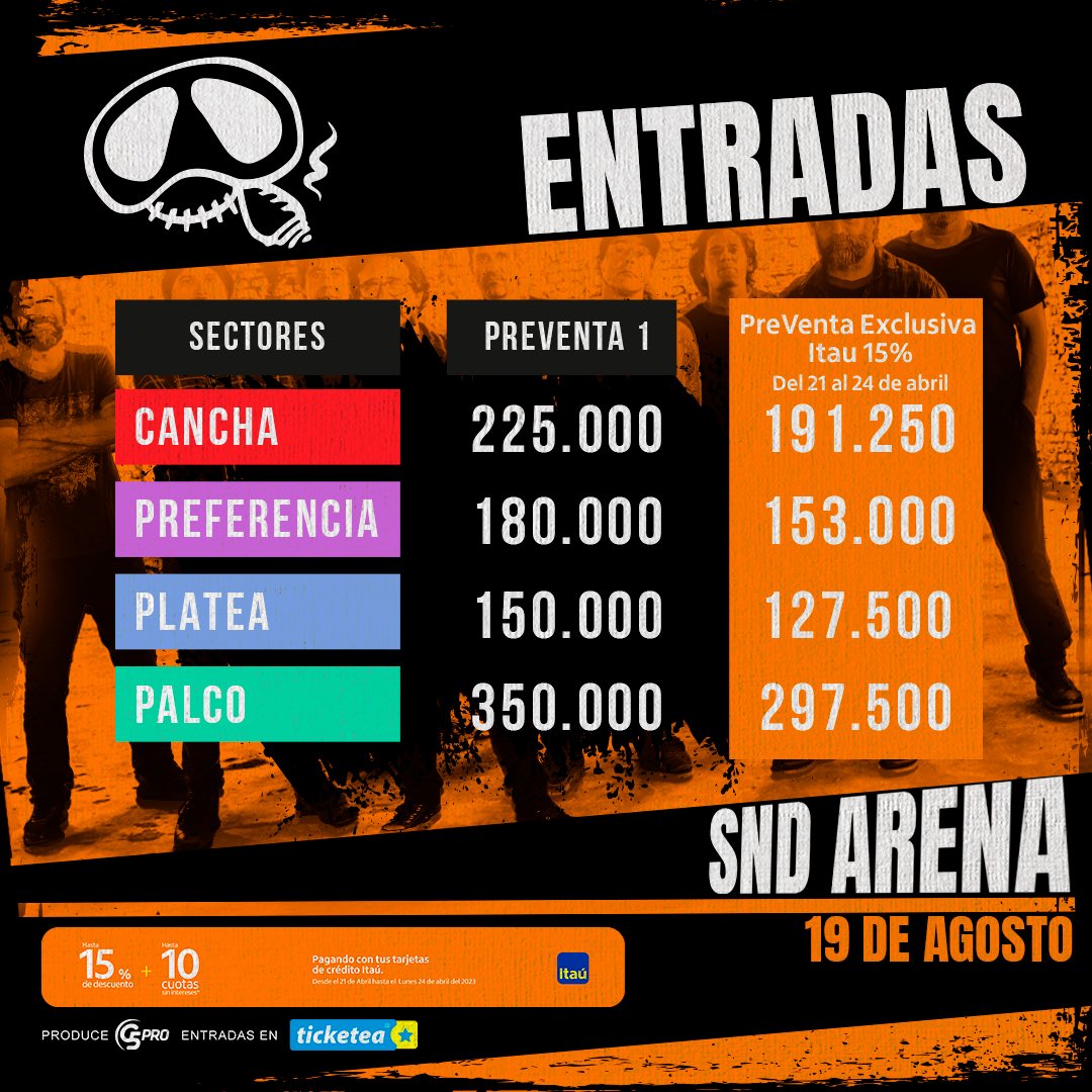 ❤️‍🔥Vuelve LA VELA PUERCA a 🇵🇾
Preventa Exclusiva Clientes Itaú LISTA‼️

Adquirí tus entradas con el 15% de Dto desde HOY hasta el día 24 de Abril💯

🎟️ Accedé al beneficio en <a href="/ticketeapy/">Ticketea Paraguay</a>

🗓️19/Ago.
🏟️SND