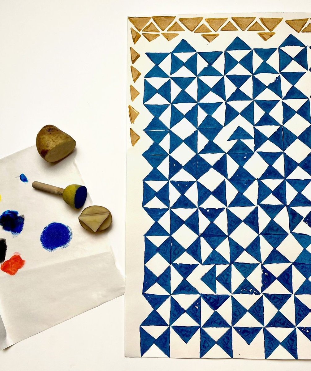 AltfieldLondon's tweet photo. F A B R I C  F R I D A Y

The artwork for Pollack’s new hospitality fabric Oaxaca was created by carving a design into a potato and hand stamping it all over to create this geometric pattern. This technique creates a variation in the colour saturation of paint on paper. https://t.co/Wm2Vy15HRf