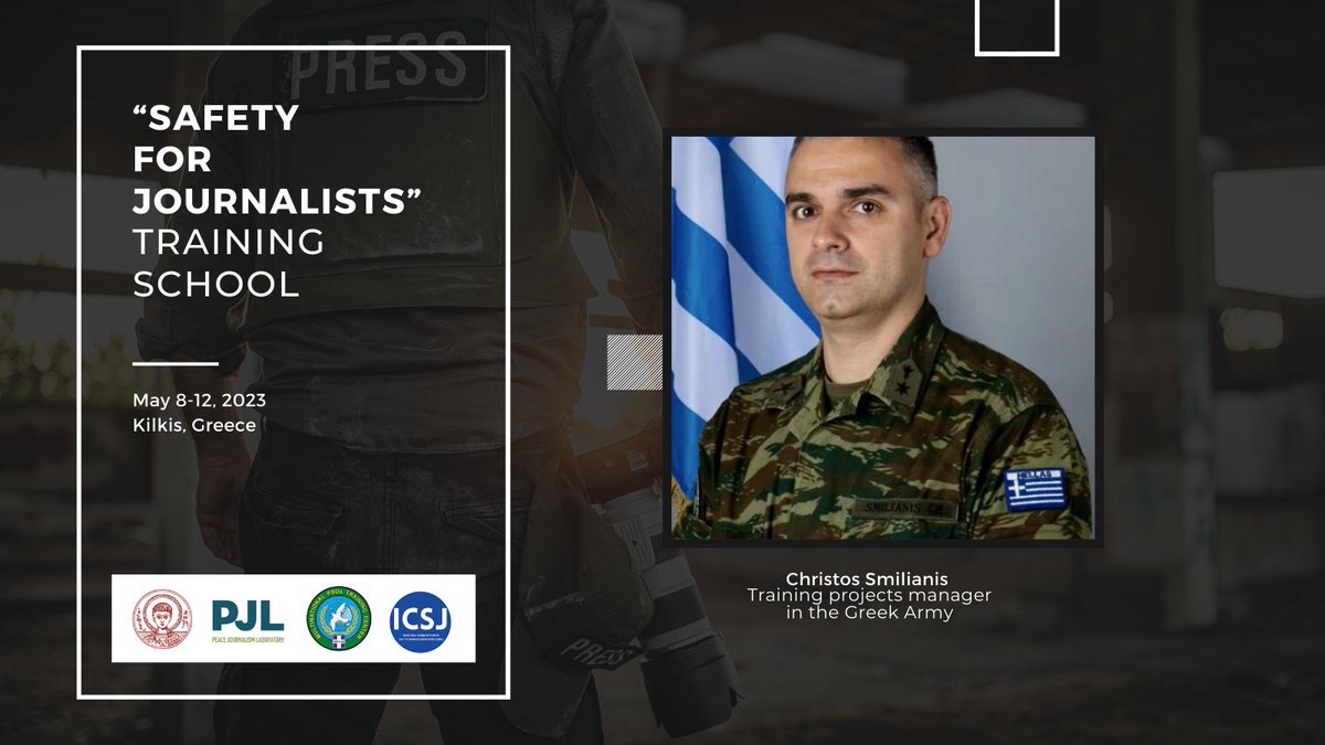 ipjlab's tweet photo. 📌 Meet the speakers of the "Safety for Journalists - Training School"

𝑪𝒉𝒓𝒊𝒔𝒕𝒐𝒔 𝑺𝒎𝒊𝒍𝒊𝒂𝒏𝒊𝒔, Training projects manager in the Greek Army.

Apply now: https://t.co/t4jIknWe0q 

#sfj #safetyofjournalists #warzones #pjl #auth #mpsotc https://t.co/vc34GSHsFn