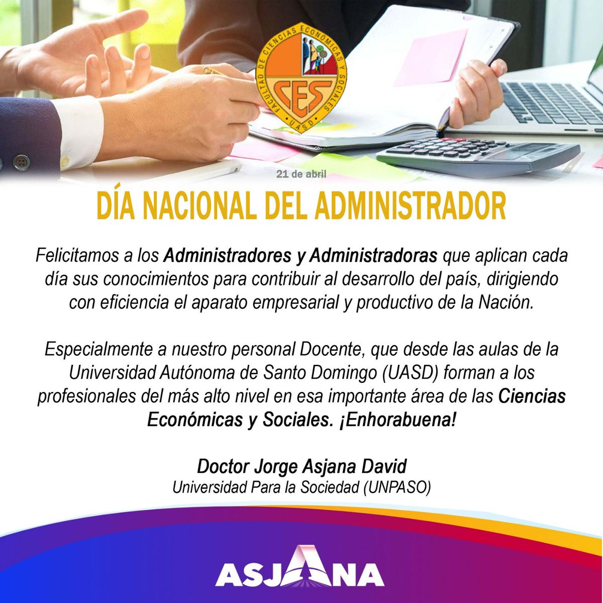 jorgeAsjanaD's tweet photo. Día Nacional del Administrador https://t.co/1Cnl0PzFol