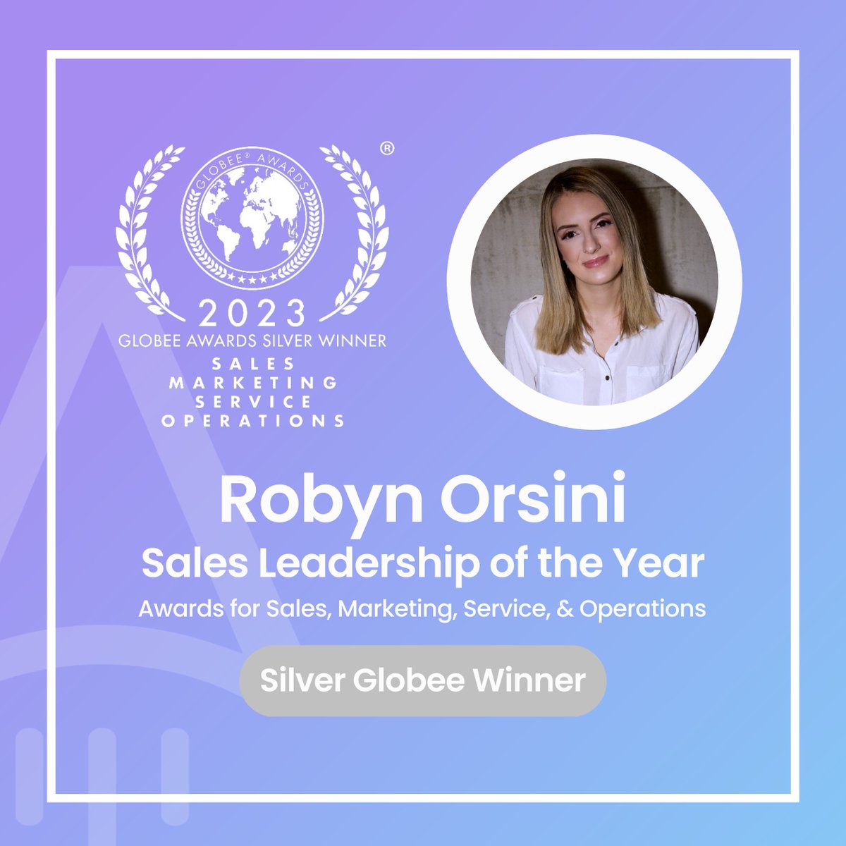 ConsultingLunas's tweet photo. We are honoured to announce that The Globee® Awards, has named Robyn Orsini, a silver winner in the 10th Annual 2023 Globee Awards for Sales, Marketing, Service, &amp; Operations under the category Sales Leadership of the Year!  

#globeeawards #SalesAndCustomerSuccess https://t.co/6Rlqh25xxS