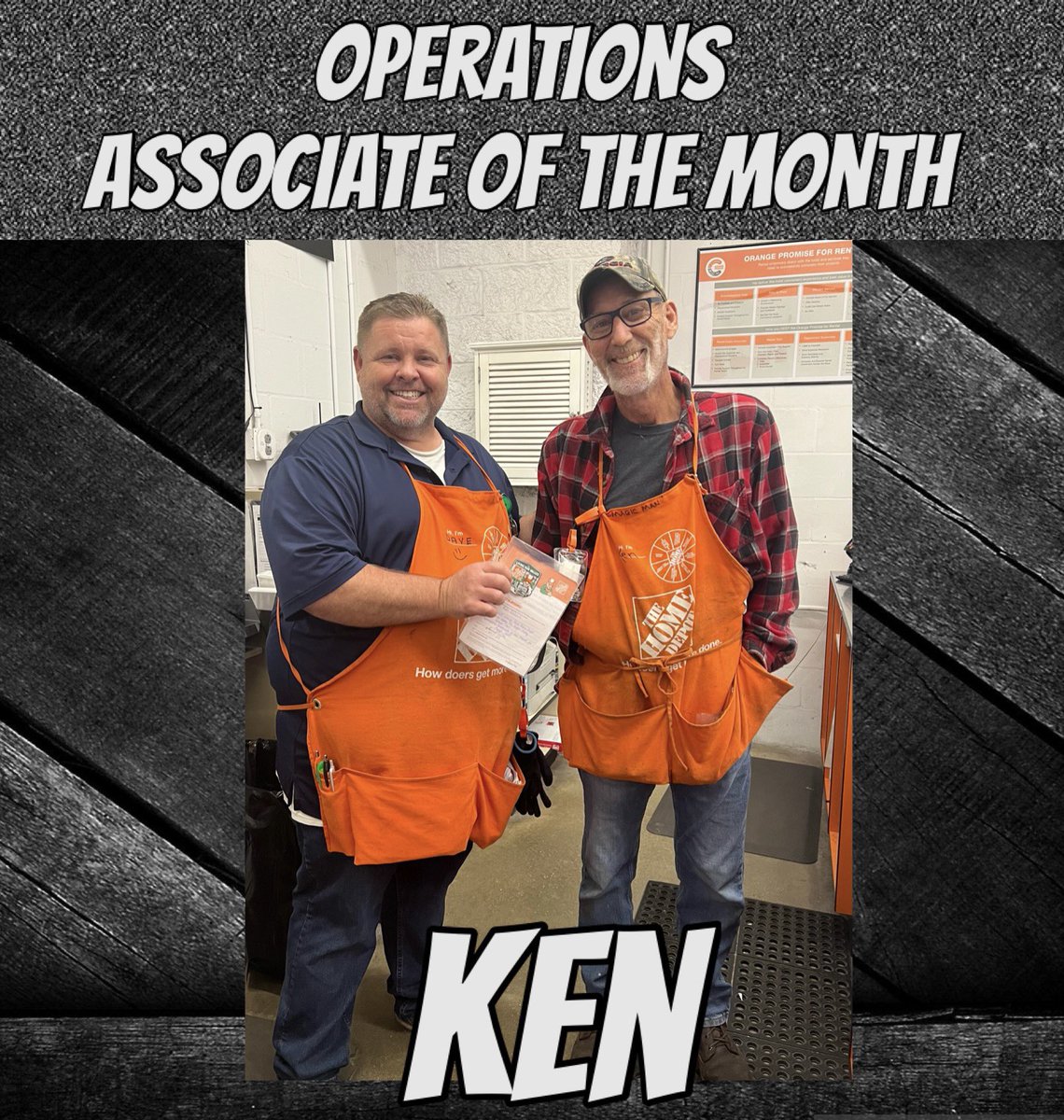 Congratulations Ken! 🎉 Operations Associate of the Month ⭐️⭐️⭐️ Thank You for all that you do for our customers and our store! Great Job with no down tools! #YourOPHD #GoTeam🫶🏻 #HomerAward #HomeDepotStrong 🛠️🧰🛠️#livetheorangelife 🍊