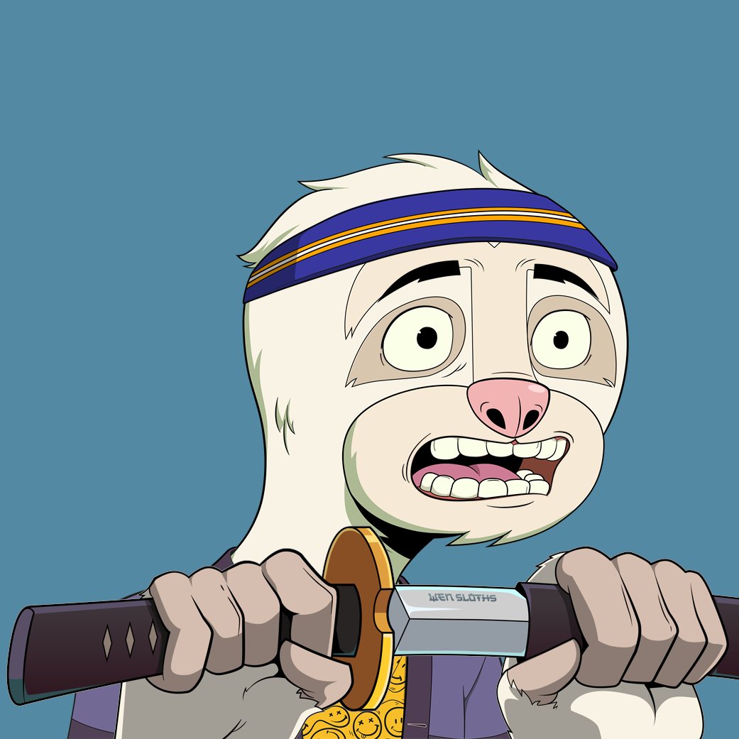 Slothomation's tweet photo. @MarBlockchain Hello MarBlockchain. ☕ 

Here is your Slothkatana! 
@CasualSloths #CasualSloths #ProbablySlothing 🦥 https://t.co/N8wLaEd1Sl