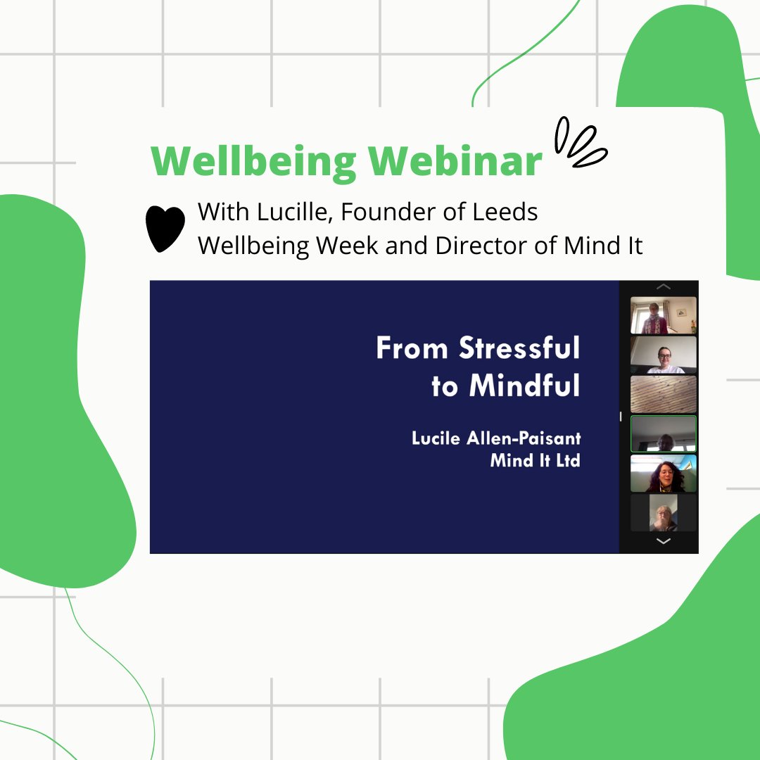 YourBackYardCIC's tweet image. We were joined this morning by Lucille, Director of @MindItUK who delivered a thought-provoking seminar about Dealing With Stress to our lovely audience!

#feelgoodfriday #wellbeingwebinar #wellness #leedswellbeing #healthandwellbeingleeds #leedshealth #industryexpert