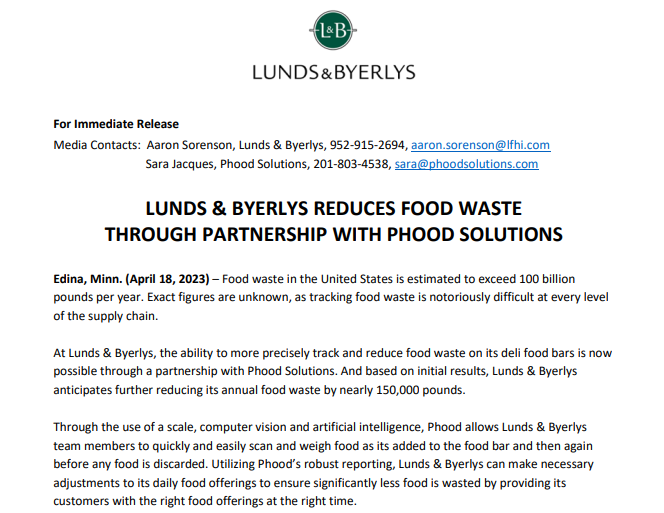 MNGrocers's tweet photo. The Minnesota Grocers Association is proud of @LundsandByerlys for reducing food waste through their partnership with Phood Solutions. #GrocersGetGreen https://t.co/6HexJQQKzG