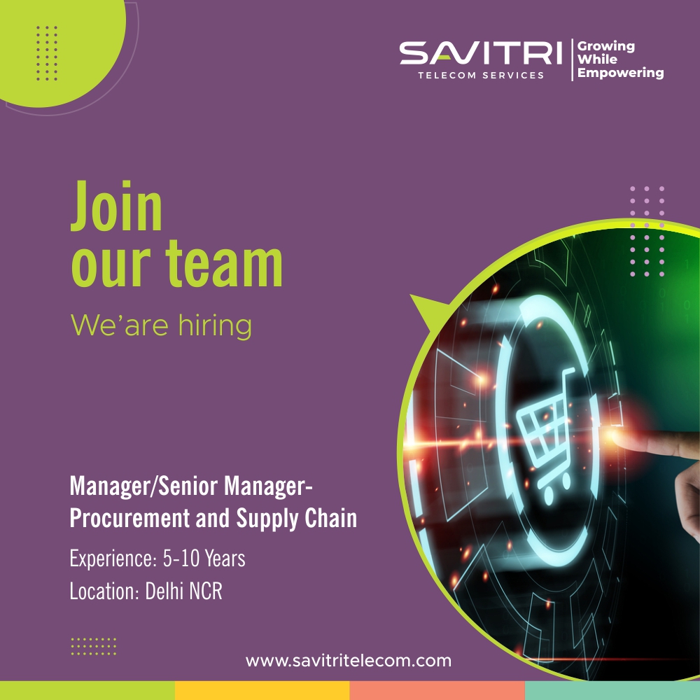 CAREER I Join our team and streamline the flow! Seeking skilled SCM professionals to drive success.

Check out the link 
savitritelecom.com/manager-senior… for more information and apply today!

#supplychain #hiring #jobopening #urgentopening #GrowingWhileEmpowering #SavitriGroup