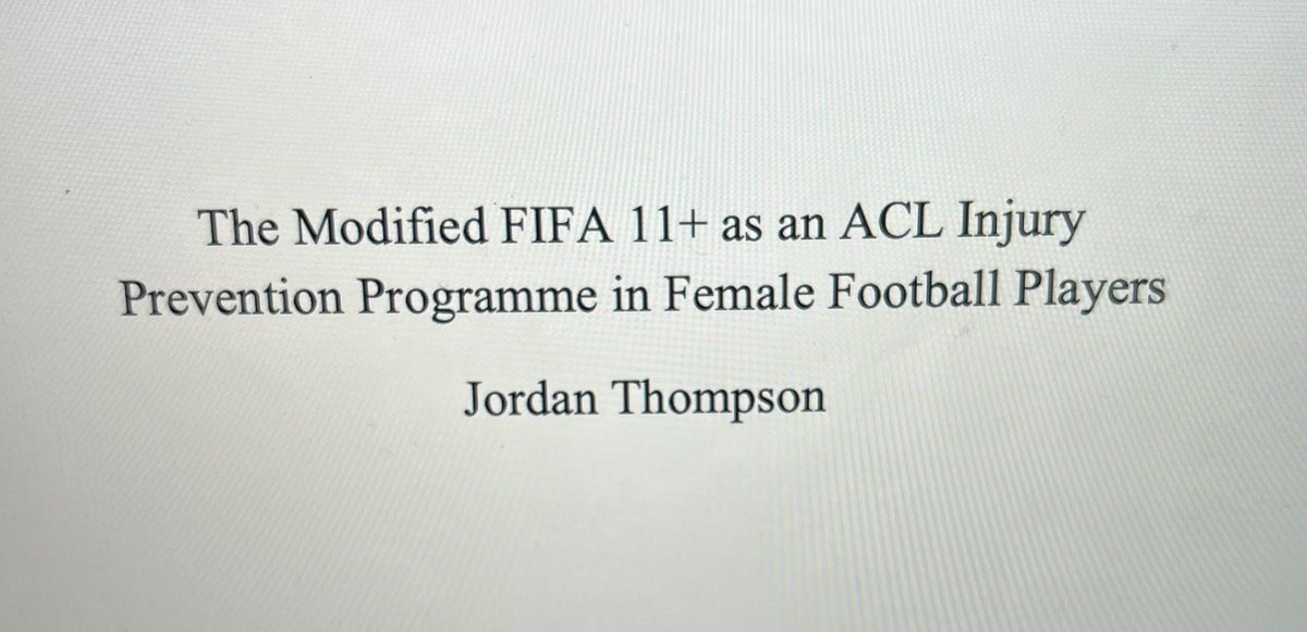 I am happy to share with anyone interested my masters thesis on prevention of ACL injuries in the female athlete

We are 3-6 times more likely than males to suffer from ACL injury, please see below thread for just some of the reason why