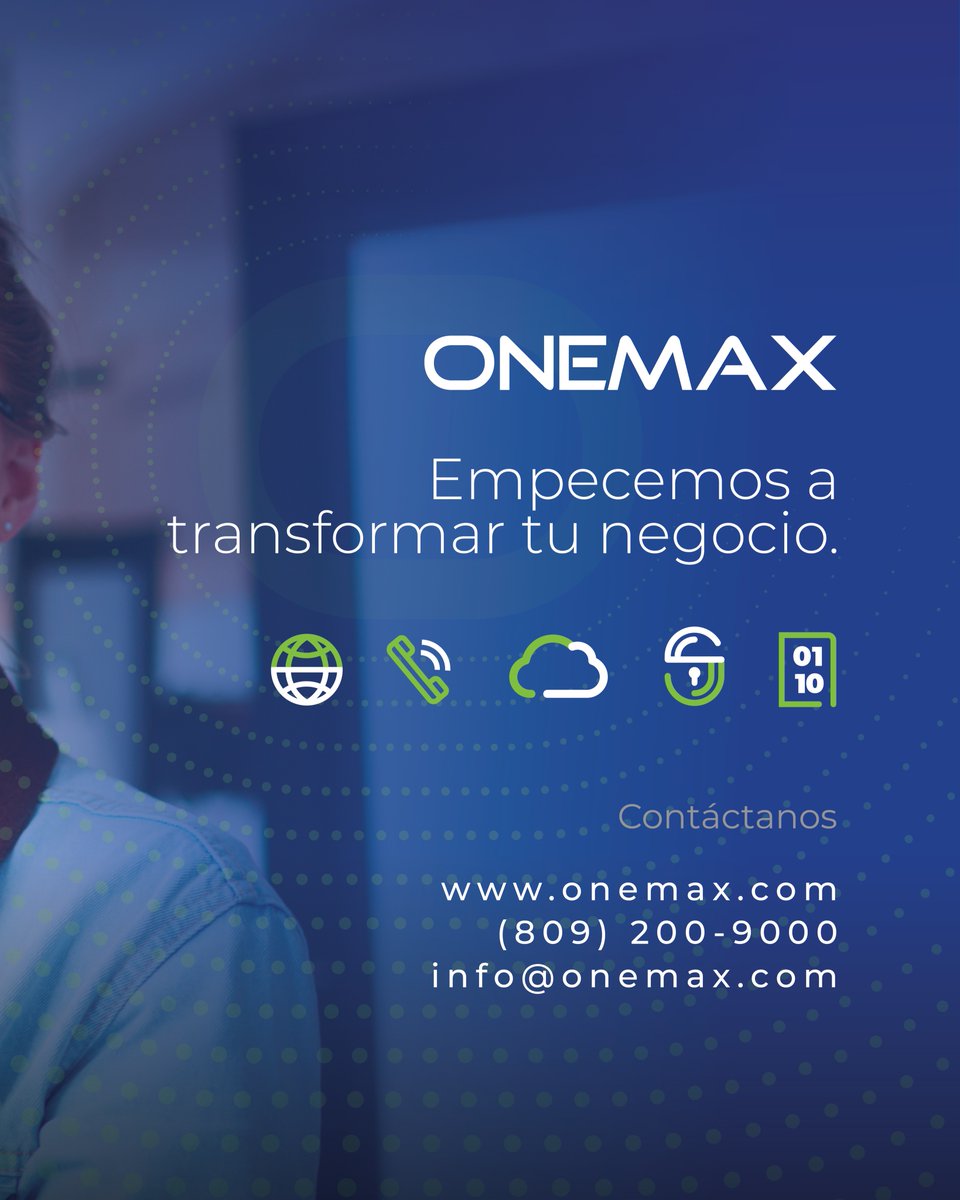 onemax_rd's tweet photo. ¡Vive una experiencia de alta disponibilidad en tus telecomunicaciones y transforma tu negocio con ONEMAX!

Solicita tu servicio al (809) 200-9000.

#ONEMAX #ConectandoEmpresas  #Telecomunicaciones #Voz #Internet #Cloud #Conectividad #Seguridad https://t.co/rZIjIjk4iW