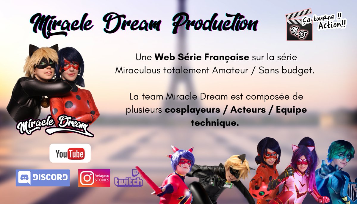⏰La partie 1 de la saison 2 de Miracle Dream est sorti ! Allez la voir!! 📷 ! (Rendez-vous sur Youtube ) 📷#adrienagreste #ladybugcosplay #marinettedupaincheng #chatnoircosplay #lukacosplay #cosplaymiraculous #miracledream #Webseries