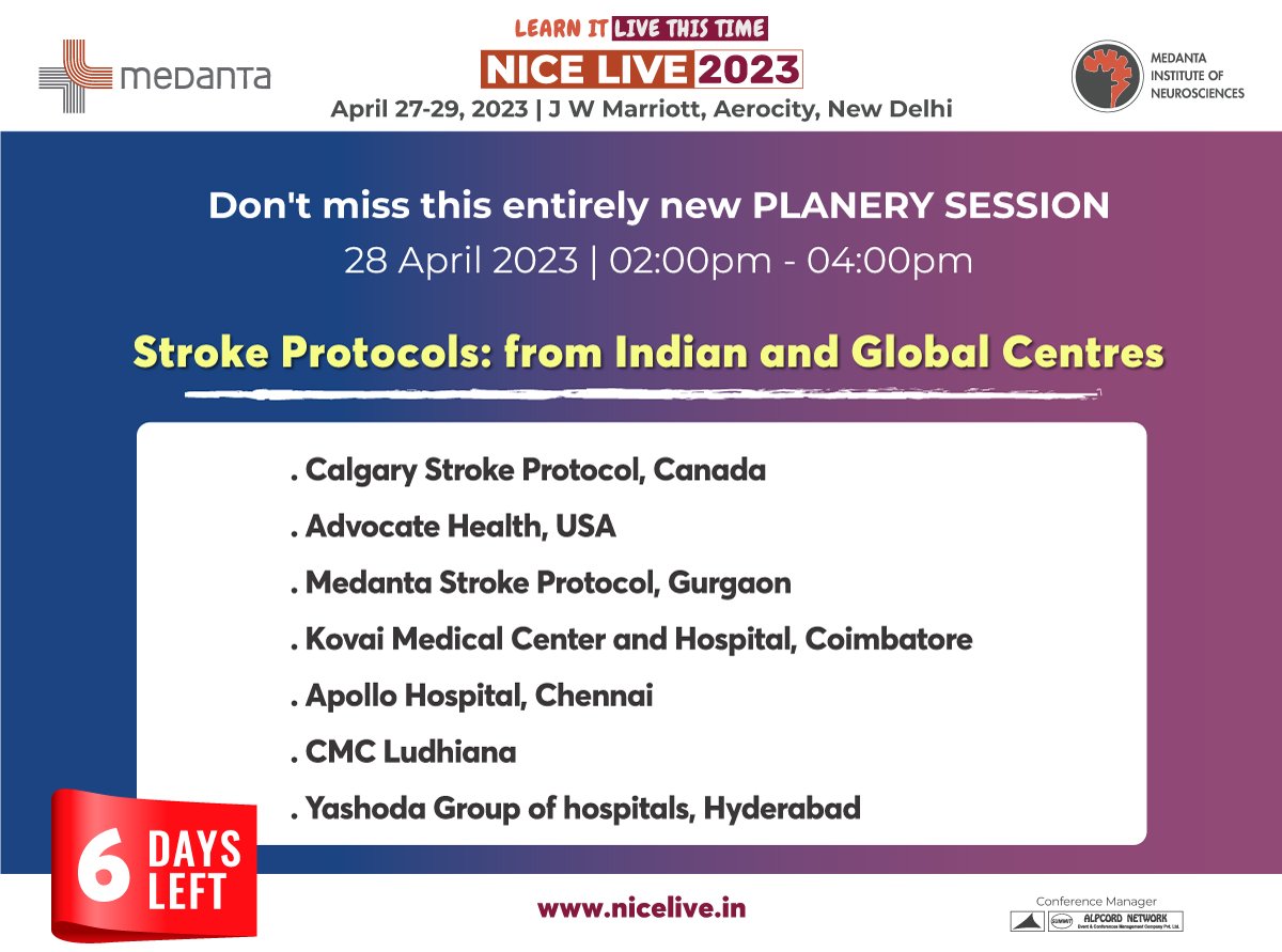 A unique STROKE session just around the CORNER #NICELive2023
#Live
#conference2023
#Medanta
#INR
<a href="/drgauravgoel27/">Gaurav Goel</a> <a href="/mandaarw/">Mandar Waghralkar, MD DM FINR</a> <a href="/Anshu__444/">Anshu Mahajan MD, DM, FINR</a> <a href="/singh_trimaan/">Trimaan Singh</a> <a href="/doctor_ojha/">Piyush Ojha</a>