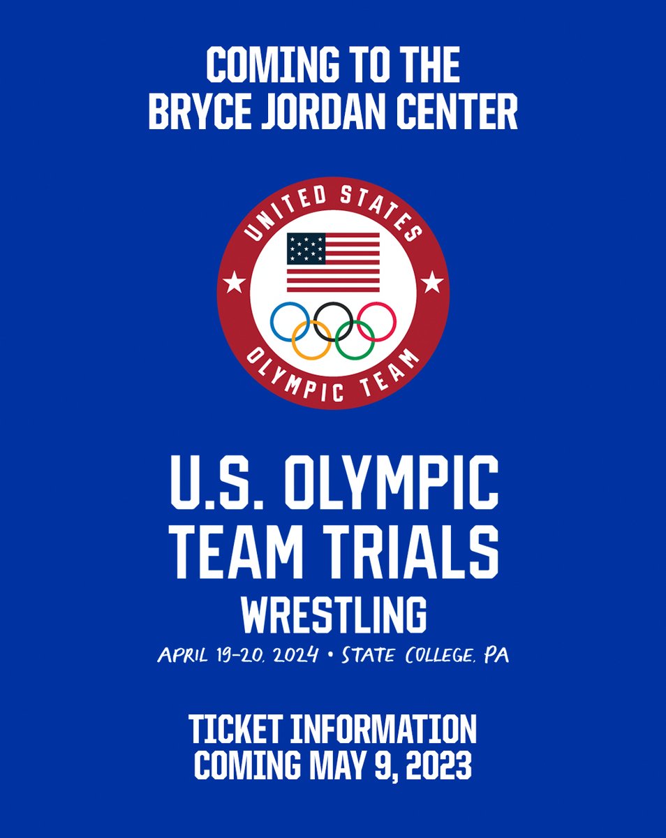 PennStateWREST's tweet photo. The 2024 U.S. Olympic Team Trials for Wrestling are coming to the Bryce Jordan Center! //
Info at GoPSUsports! //
#PSUwr
https://t.co/byKx4FNxfv https://t.co/lcDYZAv0Qf