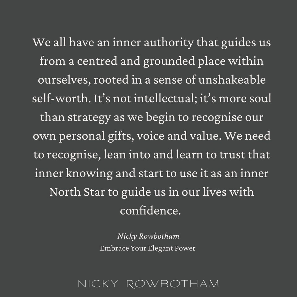 NickyRowbotham's tweet photo. We all have an inner authority that guides us from a centred and grounded place within ourselves, rooted in a sense of unshakeable self-worth. It’s not intellectual; it’s more soul than strategy as we begin to recognise our own personal gifts, voice and value. https://t.co/ed4nBDc6Fb