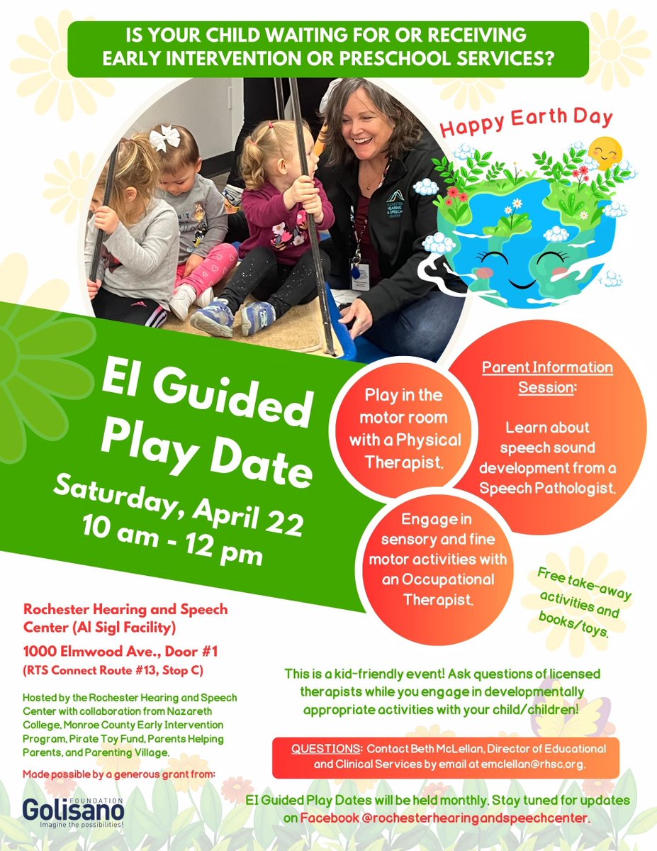 rhsctr's tweet photo. THIS SATURDAY!!! | EI Guided Play Date Group | Join RHSC for Earth Day

Is you child waiting for or receiving early intervention or preschool services? 

🗓️ 4/22 |  10am-12 pm

➡️ RHSC, 1000 Elmwood Ave., Door #1

https://t.co/z4W2nMdE7U

#playwithRHSC | Join Us on April 22nd https://t.co/2G1g9rtskV