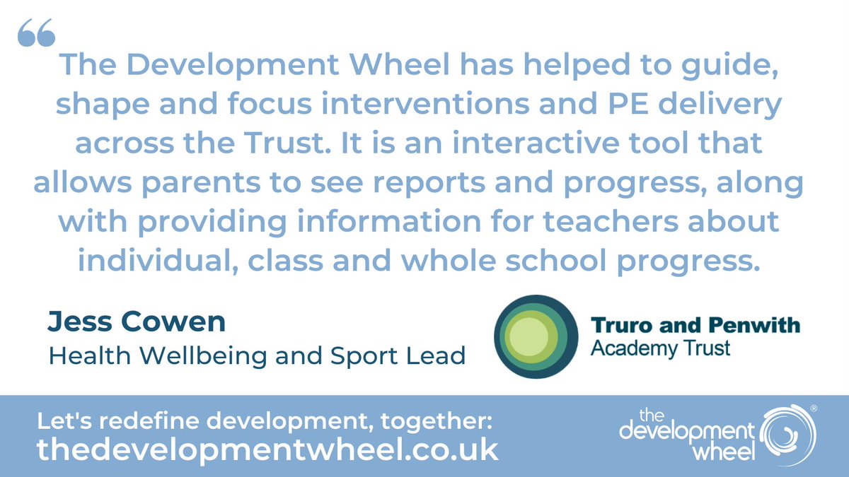 CreateDevWheel's tweet photo. "The Development Wheel has helped to guide, shape and focus interventions and PE delivery across the Trust."
Read the full customer story from Truro & Penwith Academy Trust β‘οΈ https://t.co/GnbyRpUWft
#TheDevelopmentWheel #edtech #education #teachers #ukedchat #edutwitter https://t.co/qH271epA9N