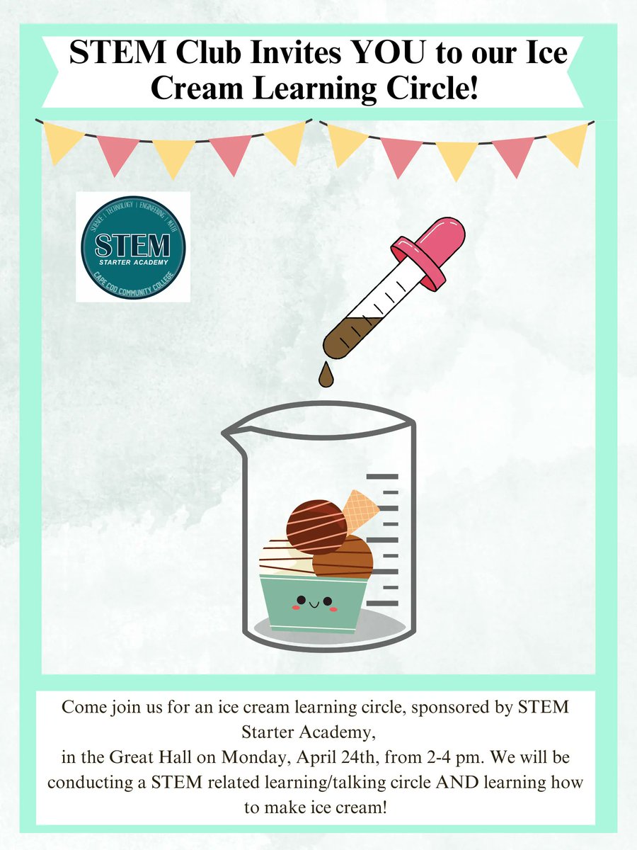 Did someone say #icecream? Sponsored by <a href="/4CSTEM/">4CSTEM</a>, #STEM Club will be hosting an ice cream event! A short talk on the #chemistry behind ice cream making will be discussed, and then we will be making our own homemade vanilla &amp; chocolate ice cream with an assortment of toppings!