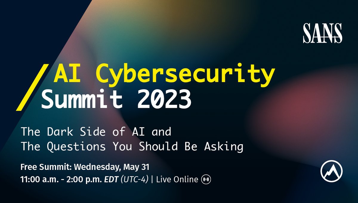SANSInstitute's tweet photo. The #AISummit brings together industry leaders tackling the same hard-to-solve problems in #AI. You'll learn more about the risks and benefits and how to leverage these new approaches for cybersecurity.

➡️ Learn More and Register Now for FREE: https://t.co/CIyicofGnc https://t.co/Js1DWOXh0B