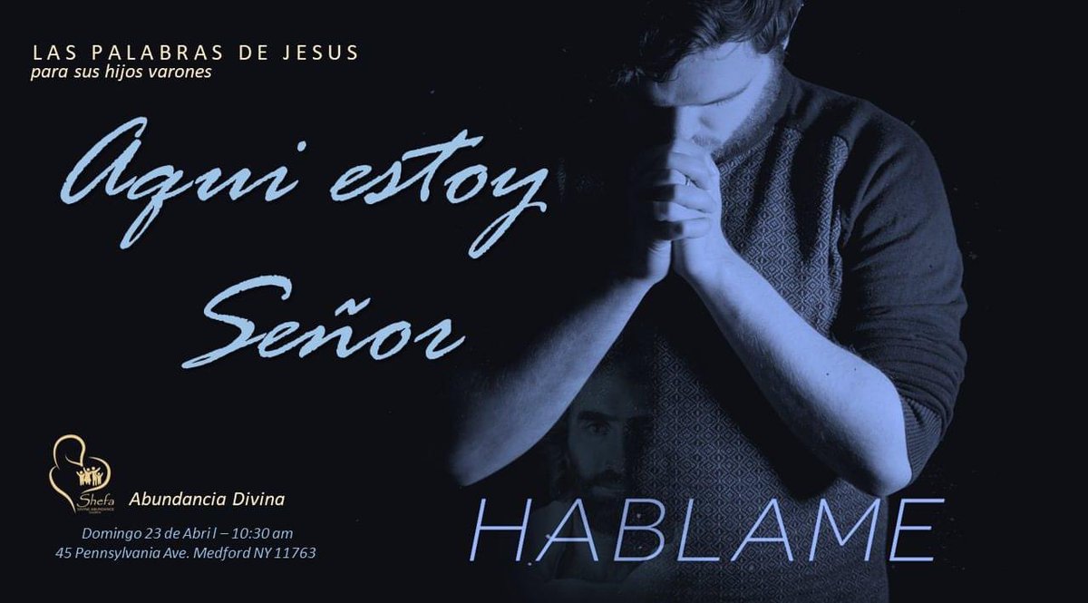 iglesiashefa's tweet photo. Evento de varones "Hablame" ~ Domingo 10:30 am ~ en Abundancia Divina 
Si necesitas deveras una palabra de Dios para tu vida, ven .. te esperamos o conectate a distancia ~ 
#Abundancia_Divina
#Bajo_sus_alas https://t.co/d8tkMEY3Zt