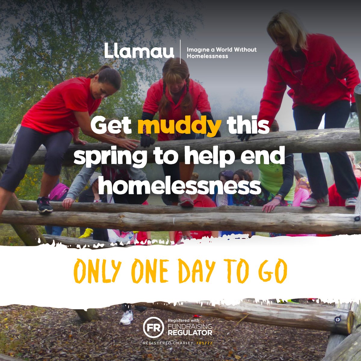 LlamauUK's tweet photo. Only 1 day to go, 
We’re so excited to hold our first-ever muddy assault course this Saturday! Will you be taking part?

#GetMuddyForLlamau #MuddyAssaultCourse #Llamau #IAmTeamLlamau https://t.co/YCQoYNzuS3