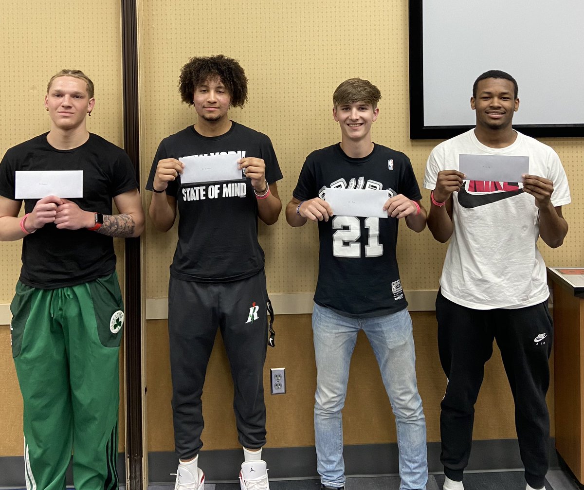 Our favorite part of any banquet is our scholarship acknowledgment.  Congrats to these four recipients of our booster club scholarships.  

$5000 to each senior!  Our booster club is doing big things…just like these boys.  Thanks to all that contributed and supported.