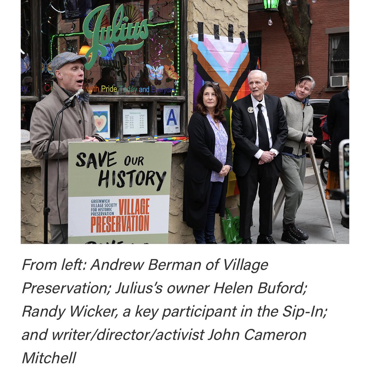GVSHP's tweet photo. #OTD in 1966, the #SipIn takes place at @JULIUSBARNYC challenging anti-LGBTQ+ discrimination 3 yrs before @TheStonewallNYC. We spent 10 yrs fighting for landmark designation to honor this remarkable history, + continue the fight to preserve LGBTQ+ history: https://t.co/XjNpoe1Xlx https://t.co/9MPHhqb0bW