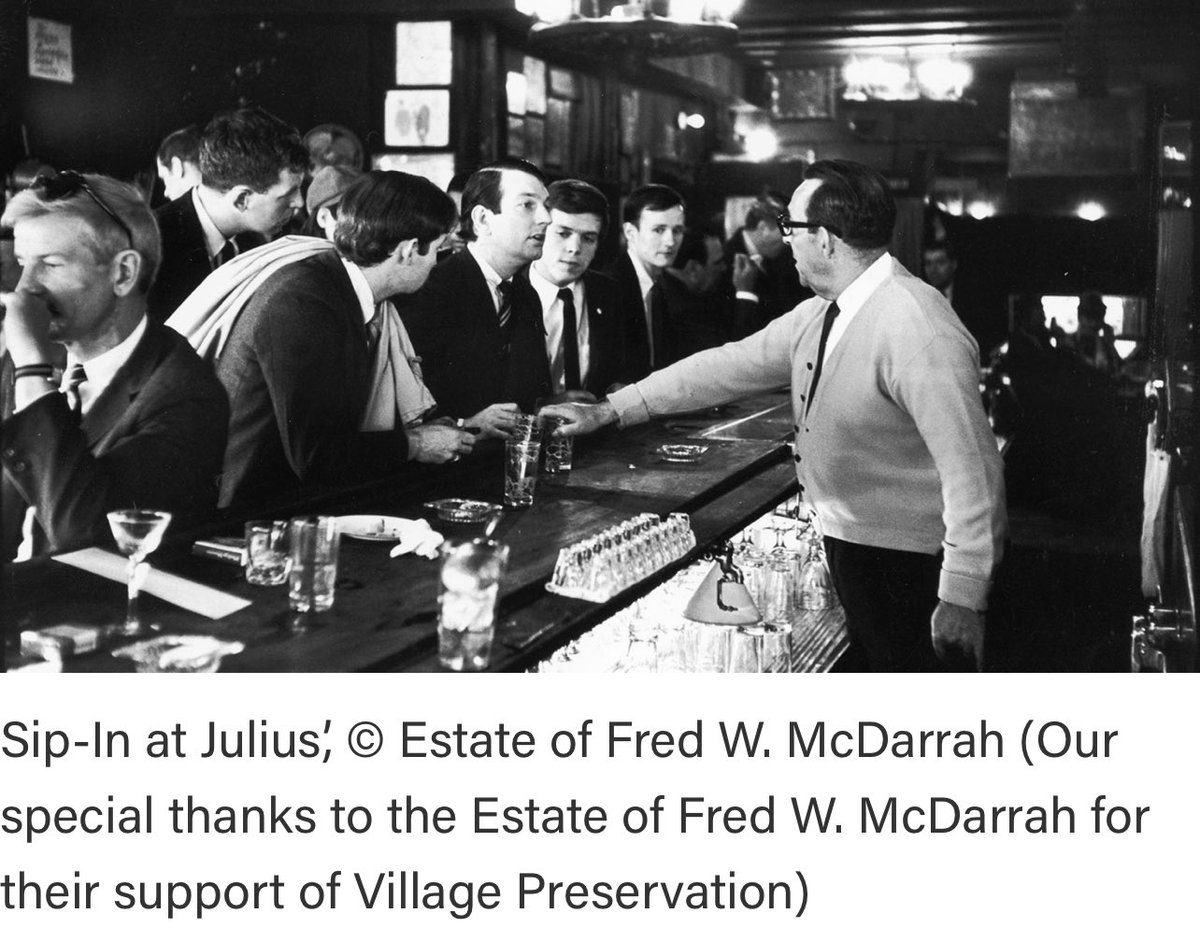 GVSHP's tweet photo. #OTD in 1966, the #SipIn takes place at @JULIUSBARNYC challenging anti-LGBTQ+ discrimination 3 yrs before @TheStonewallNYC. We spent 10 yrs fighting for landmark designation to honor this remarkable history, + continue the fight to preserve LGBTQ+ history: https://t.co/XjNpoe1Xlx https://t.co/9MPHhqb0bW