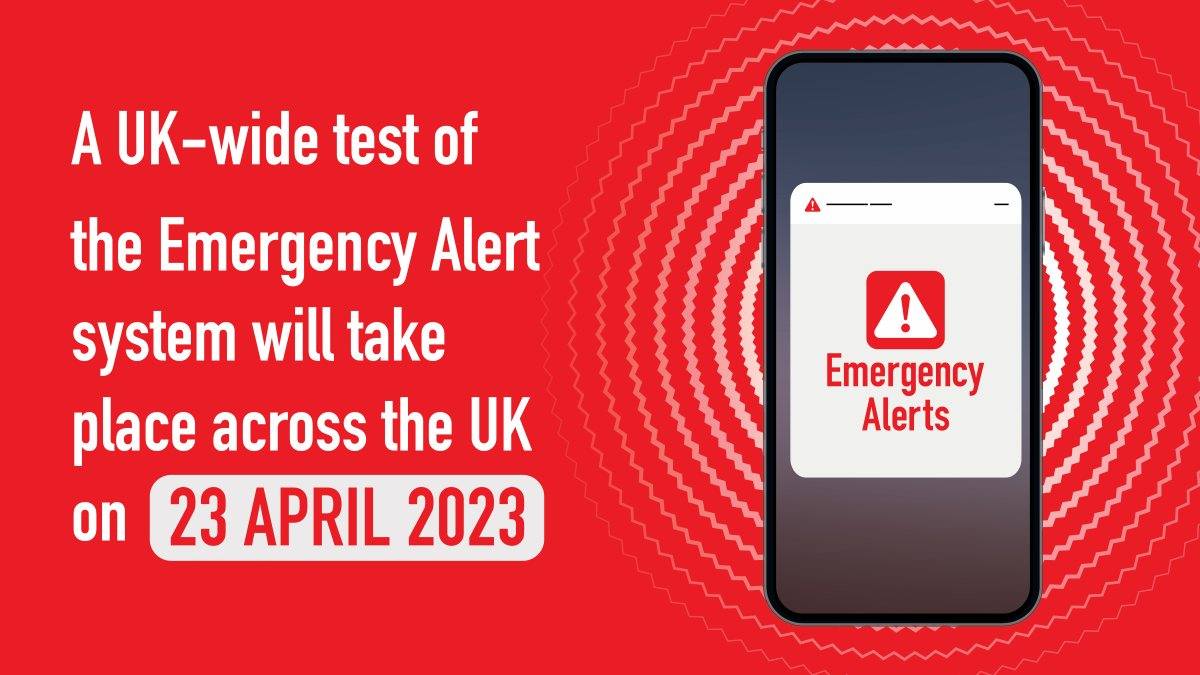 A UK-wide Emergency Alerts test will take place at 3pm this Sunday (23 April). 

You'll receive a test message on your mobile phone 🤳 

You do not need to do anything when you receive the message - this is just a test.

For more info visit gov.uk/alerts