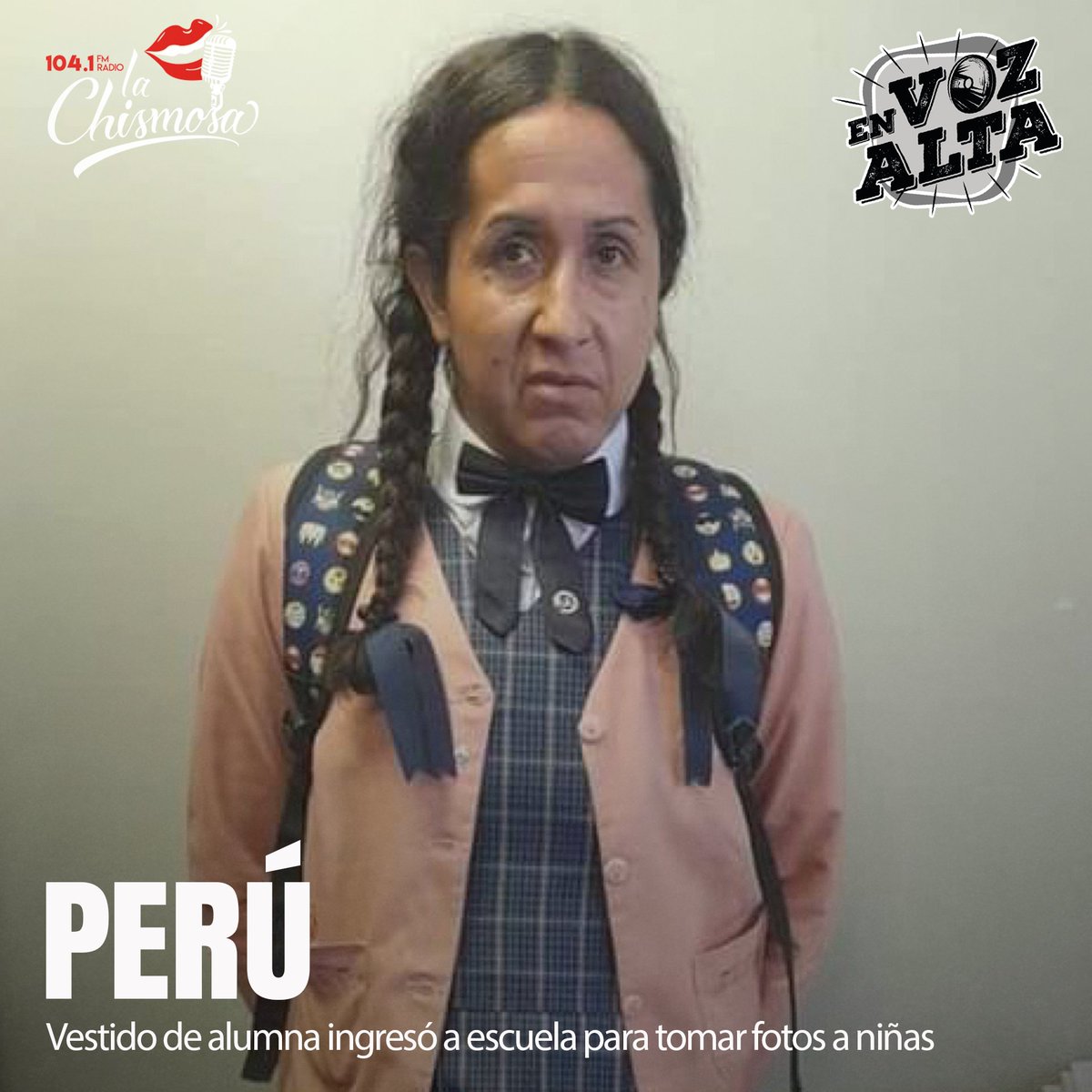 #Perú | Un hombre vestido de alumna ingresó a una escuela de Huancayo y fue encontrado en el baño de mujeres.
Según testigos, Solis Calero fue descubierto en el baño de mujeres por una de las estudiantes, quien inmediatamente alertó a las autoridades de la institución.