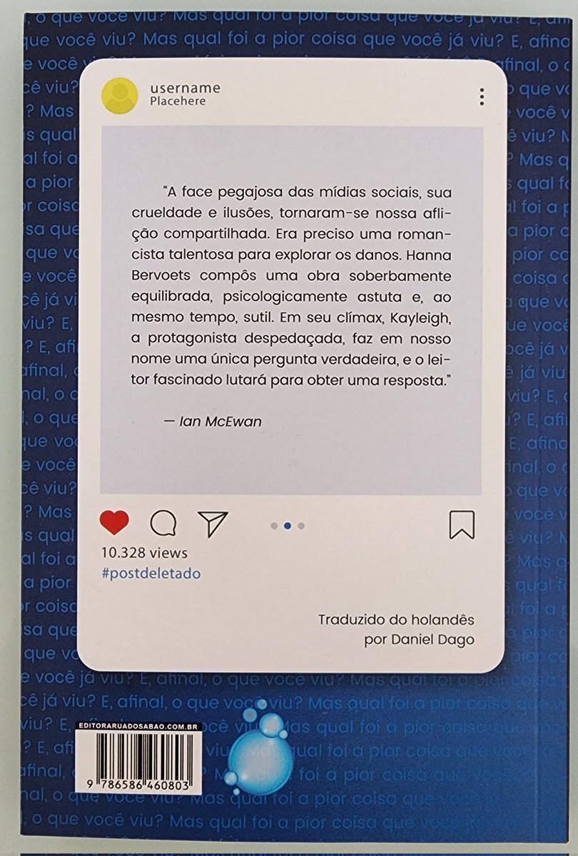 EderAlex's tweet photo. A próxima leitura será "Este post precisou ser removido", da holandesa Hanna Bervoets https://t.co/efF87SfGLr