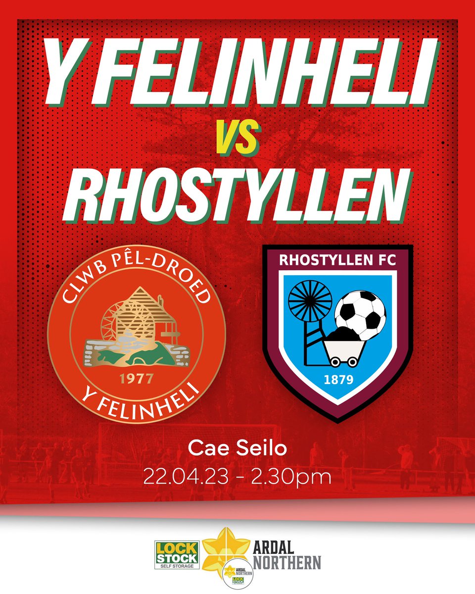 cpdyfelinheli's tweet photo. ⚽️ Gêm ola’r tymor pnawn fory! 

🆚 @RhostyllenFC 
🏆 @ArdalNorthern NW
📍 Cae Seilo
🗓 22.04.2023
⏱ 14:00

Dewch draw i Seilo i gefnogi’r hogia! 💪🏻🔴 https://t.co/oAUgmlGzuw