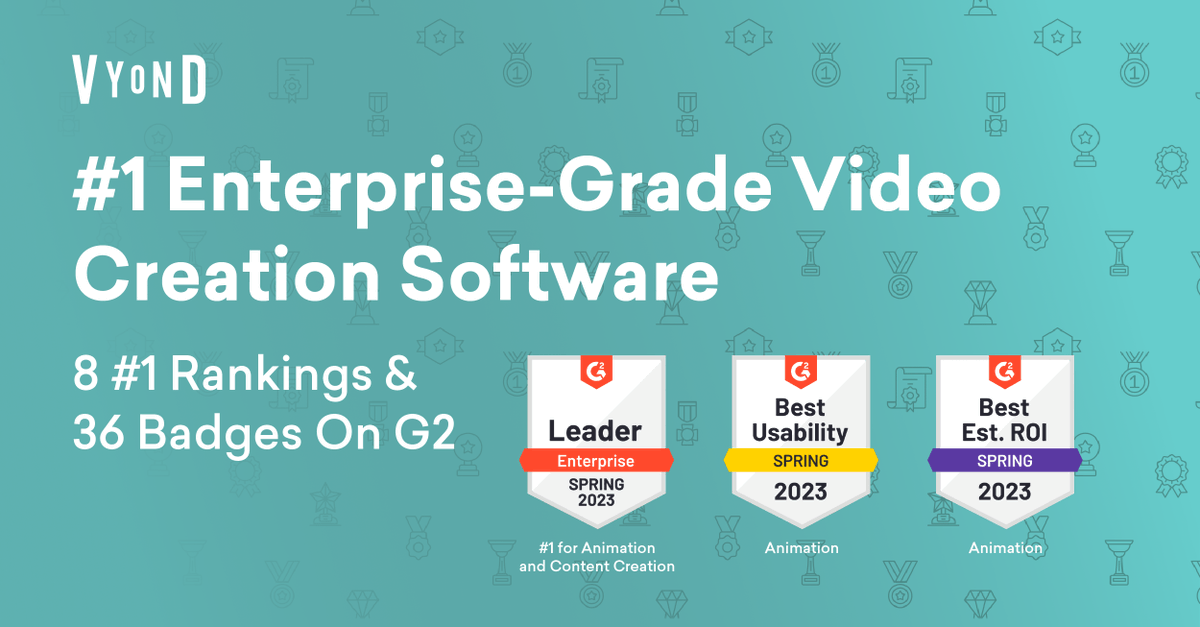 Vyond's tweet photo. We’ve got exciting news to share— G2 named Vyond #1 in 8 categories! We're 'vyond' grateful to our dedicated customers and team for making this possible.
 
See what users have to say about Vyond: https://t.co/OIkjBAizYv

#CommunicateBetter #G2report #InternalCommunication https://t.co/oa9xT1Dox6