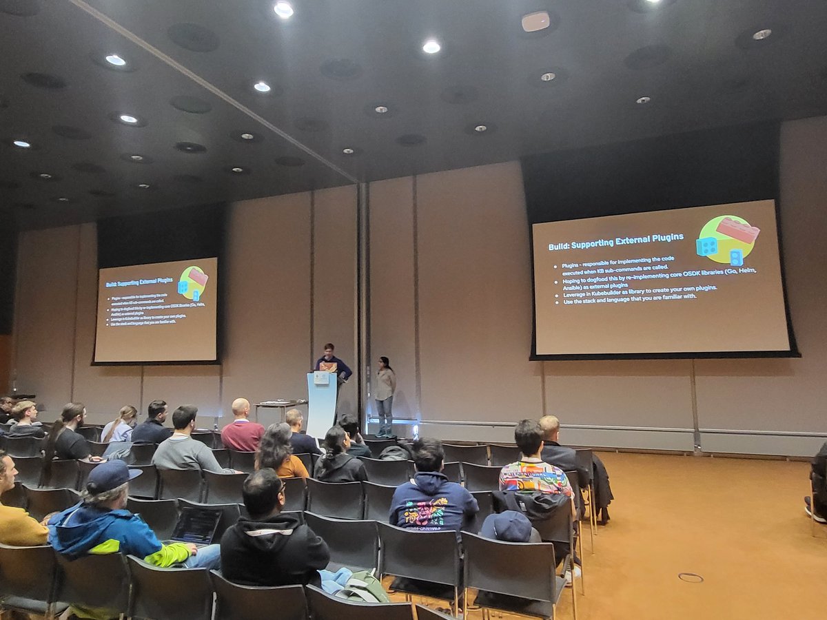 mhickeybot's tweet image. New plugin capability in #OperatorSDK being introduced by Jonathan Berkhahn #KubeConEU