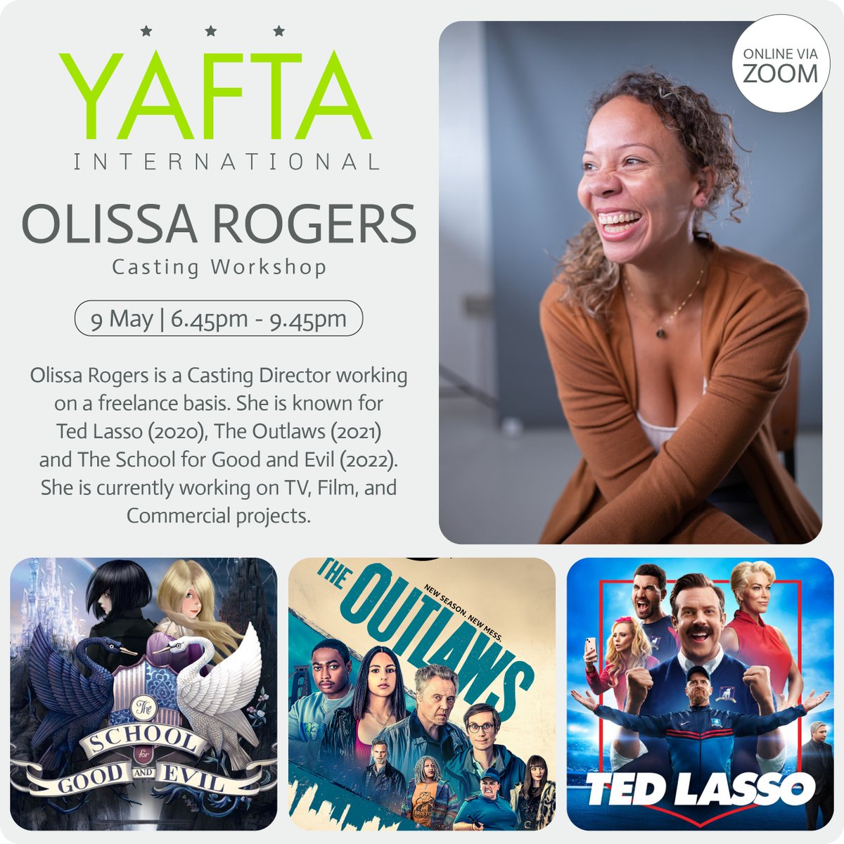 YAFTAUK's tweet photo. π£ TOP CASTING DIRECTOR OLISSA ROGERS IS BACK!
Olissa's last workshop was a great success with lots of amazing feedback.
Sign up now for this online Casting Workshop on Tuesday 9th May from 6.45pm β 9.45pm.
Book your place here.
https://t.co/u8JAMHPAl7
#castingworkshop #acting https://t.co/mDwMdsU7jK