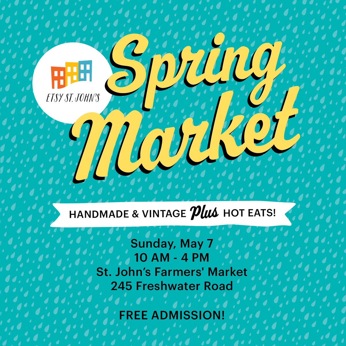 EtsySJ's tweet photo. Next Etsy Market is just two weeks away! Shop from 45 local Etsy sellers alongside food vendors &amp; bakers from the Farmers’ Market.

Sunday • May 7 • 10am-4pm • @sjfmnl 

@FayeGrim @CBCNL @CBCWam @markcritch @marywalsh11 @DestinationSJ @BizArtsNL @NLArtsCouncil @WhatsHapStJohns https://t.co/I8RyBvWS23