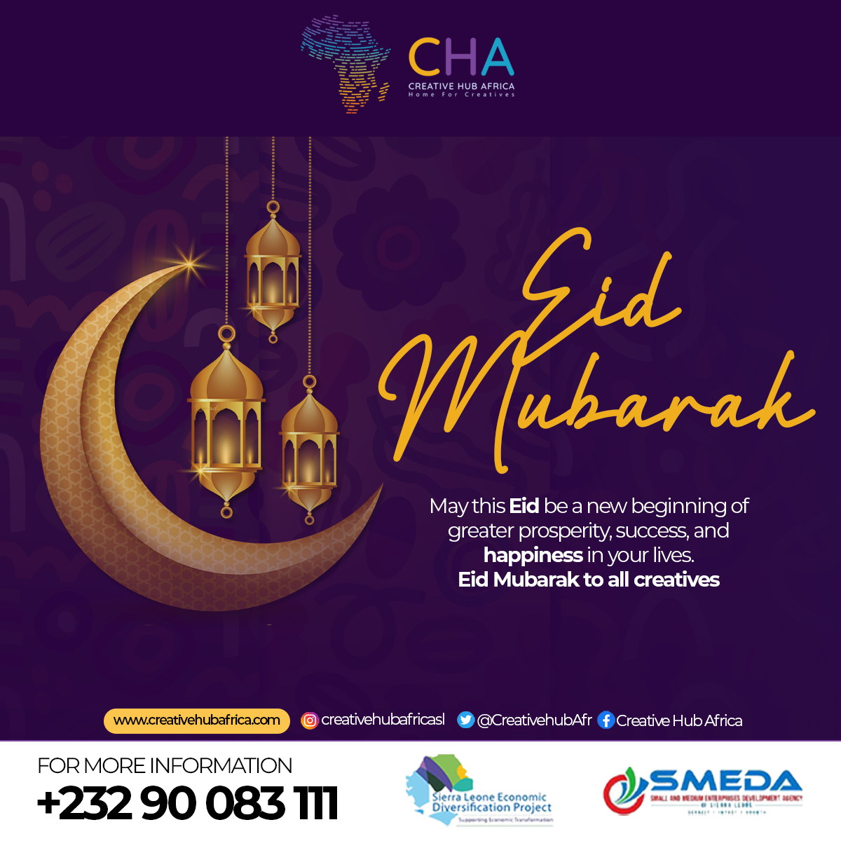 CreativehubAfr's tweet photo. A blessed #EidMubarak to you and your loved ones. May the day be filled with Allah's blessing. https://t.co/0EW5h6FREW