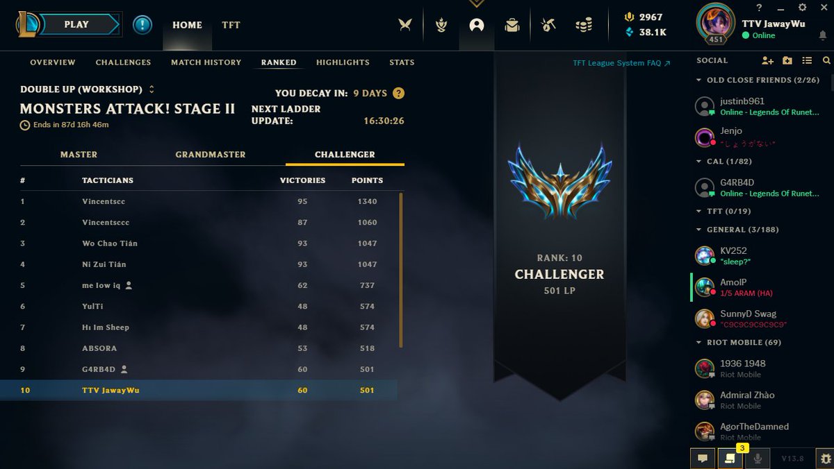 set 8.5 double up challenger... maybe one day i'll grind solo ladder again, but till then it's a quick masters every set and dip