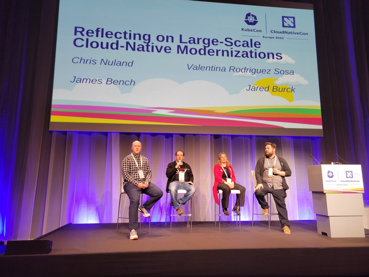 sabre1041's tweet photo. Some of the best sessions in any conference are in the backend slots. Red Hat architects share lessons for managing large scale cloud migrations and how using tools like @Konveyor_io have helped make customers successful in their cloud journey #KubeCon #RedHat #RedHatServices https://t.co/8QlbADdaAe