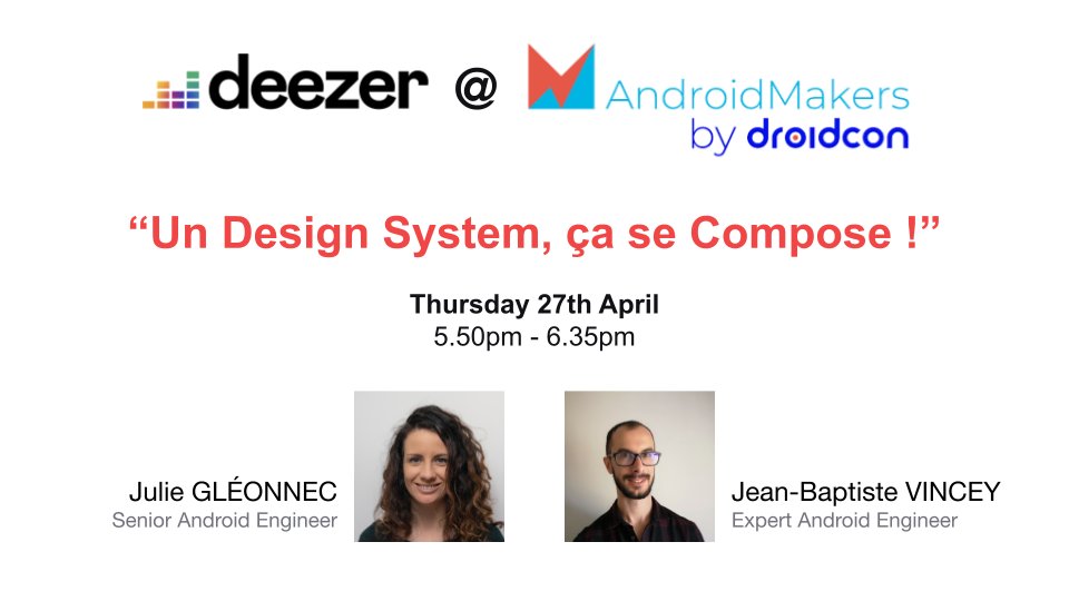 DeezerDevs's tweet image. 📣 Join our Android Engineers Julie Gléonnec and @JBVincey next Thursday at #AMxDC23 to discover possible solutions, better understand the pitfalls to avoid and see what strategy you could apply to migrate your apps to Compose. 

More info: androidmakers.droidcon.com/julie-gleonnec/