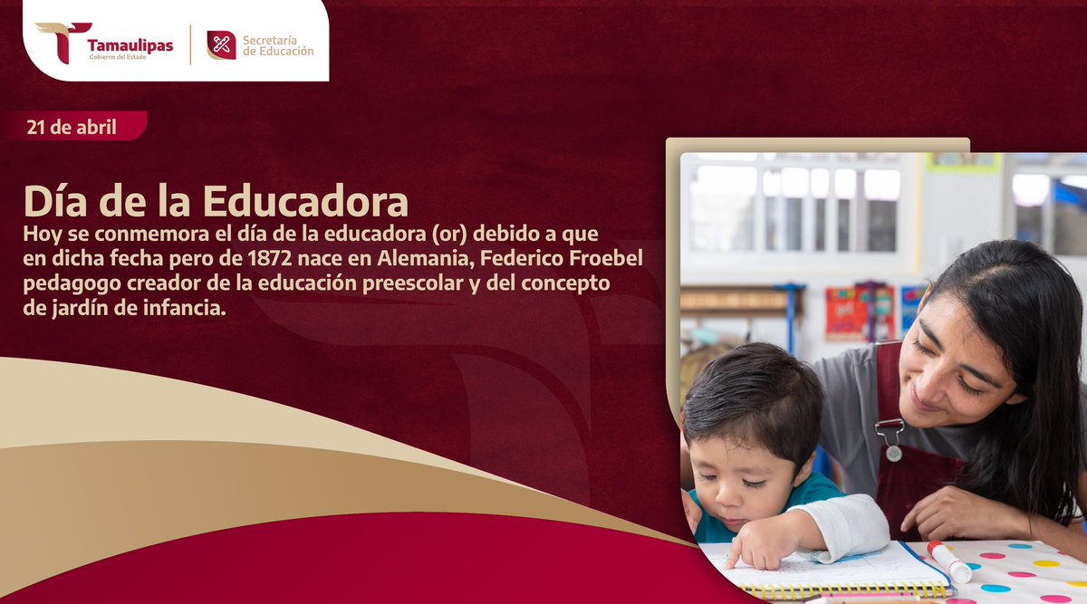 #Efeméride 
21 de abril 
#DíaDeLaEducadora 
¡Felicidades! 👩‍🏫🎉🎈
¡La comunidad educativa reconoce su importante labor!

#TransformandoTamaulipas
#TransformandoLaEducación
#EducaciónEducaciónyMásEducación 
#México #Tamaulipas