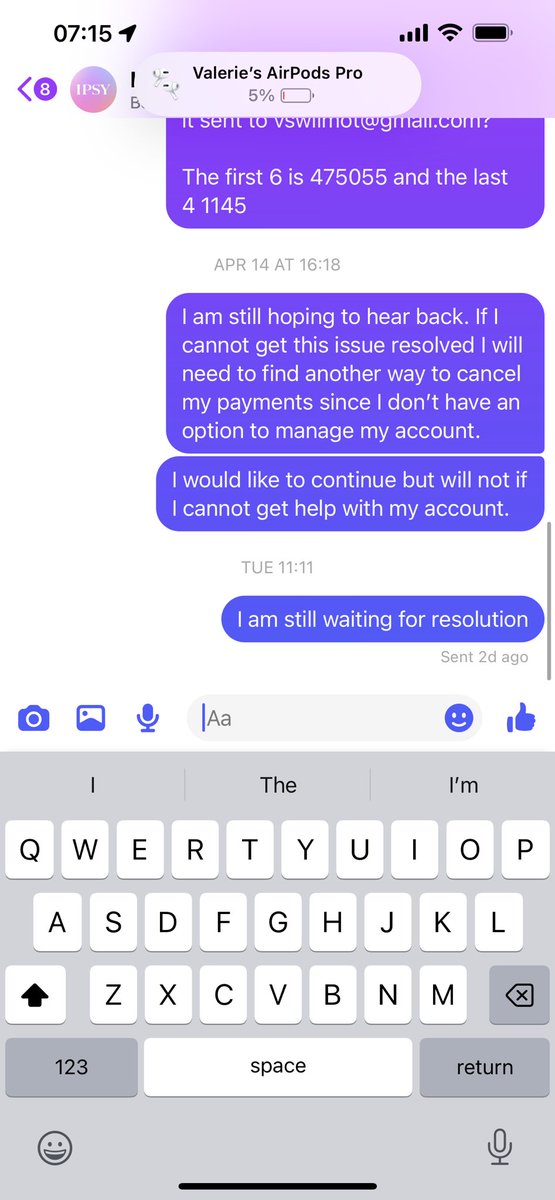 MrsLogophile's tweet photo. @IPSY As you can see, I have been following your directions. As soon as I provided my credit card details to verify my identity, Ipsy quit responding. I was never provided a ticket number. https://t.co/AJYFty29iv