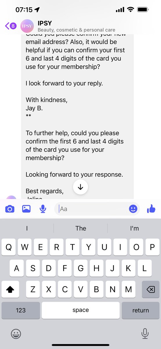 MrsLogophile's tweet photo. @IPSY As you can see, I have been following your directions. As soon as I provided my credit card details to verify my identity, Ipsy quit responding. I was never provided a ticket number. https://t.co/AJYFty29iv