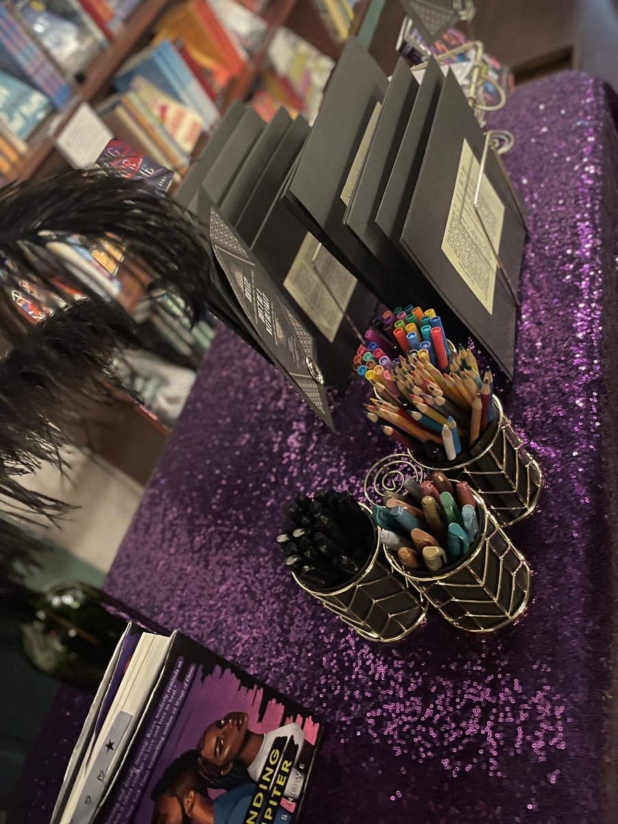 stephbville's tweet photo. Had THE BEST time w @TheeKelisRowe at the Vintage Bookstore & Wine Bar channeling my inner poet and creating some blackout poetry! This gal is 🙌🏼, y’all!! Can’t wait to read #FindingJupiter. 💜🖤 #txla23 https://t.co/o3Qs8Tkx3R
