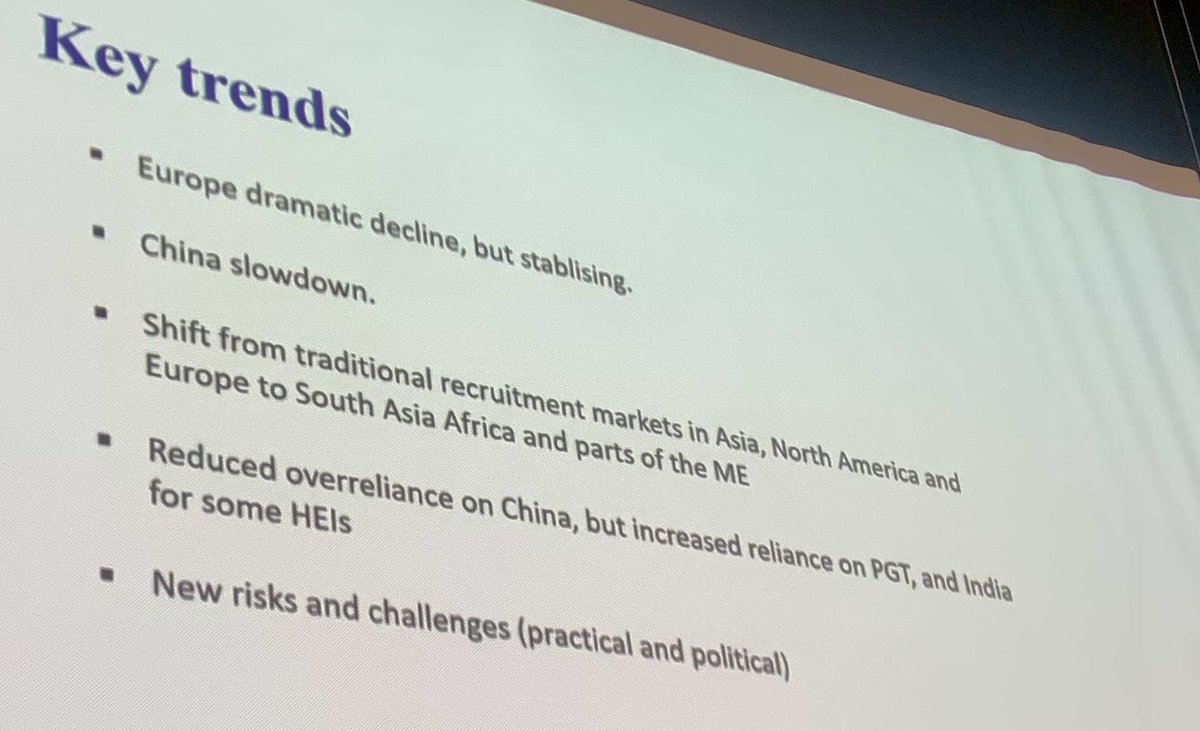Phil_Baty's tweet photo. Growth of South Asia and East African students coming to study in the UK is overtaking the traditional East Asian and North American countries, says Charley Robinson, Head of global mobility policy at @UUKIntl at #hashtaghigheredUK https://t.co/tu8EUoG9gf