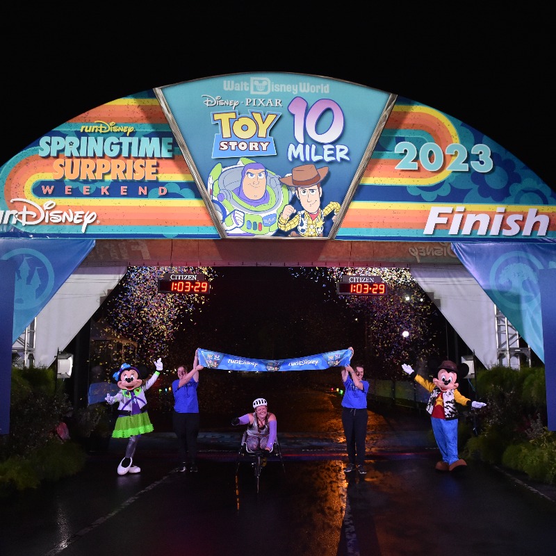 runDisney's tweet photo. A final #runDisney First Finisher Friday of the 2022-2023 season! Give a chEAR to our 2023 Disney Pixar Toy Story 10-Miler winners! 🎉 Get the details about their amazing #SpringtimeSurprise Weekend accomplishments here: