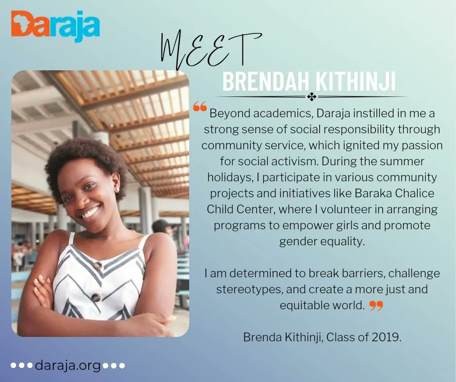 HeadofschoolDa's tweet image. From a humble background, Daraja changed her story. Daraja provided her with a safe and supportive environment and access to quality education that was tailored to her needs.
#DarajaGirls #GirlsEducation #GirlPower #Empowerment #Education #WomenEmpowerment #school #nonprofit